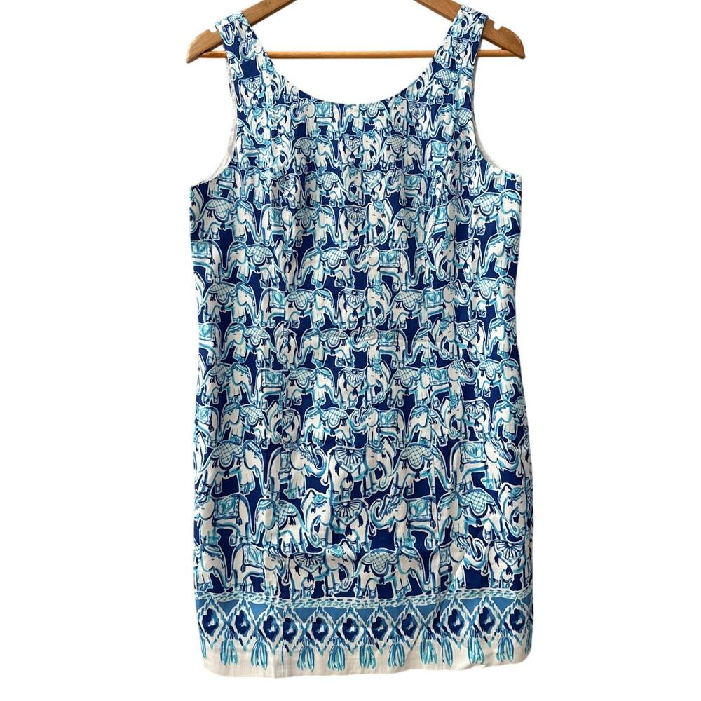 NWT Lilly Pulitzer Cathy Bomber Blue Get Trunky Engineered Elephant Shift Dress - Picture 5 of 12